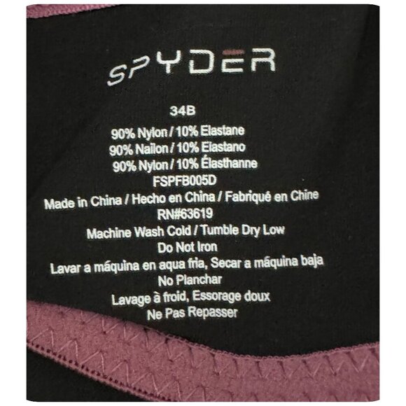 SPYDER NWT $68 2 Piece Lightly Padded Comfort BraS Purple and Black Women's 34B - Picture 9 of 9